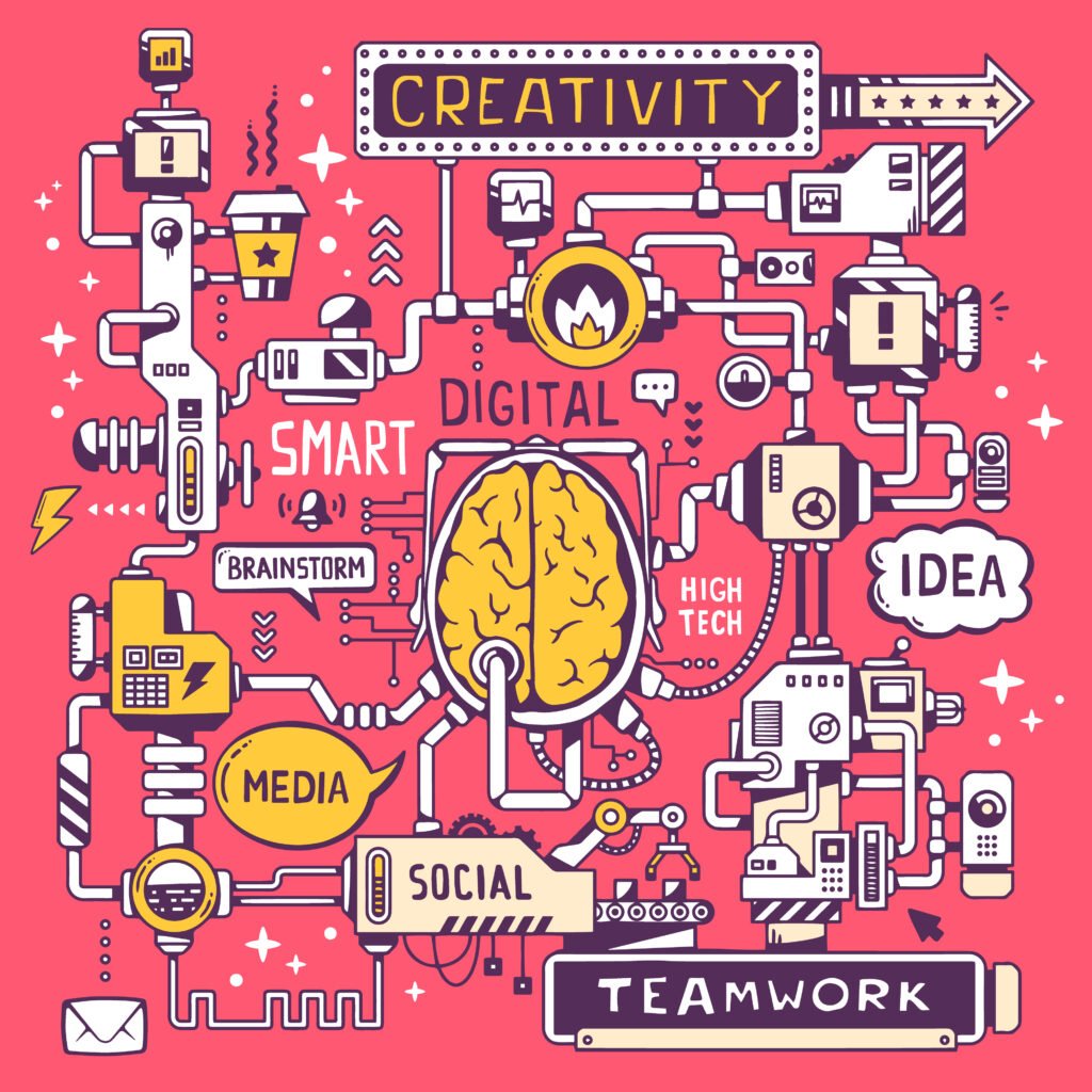 Illustration d'un cerveau mise au travail pour créer une stratégie de contenu créative